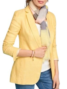 TALBOTS Linen Blazer for Office/Academia in Butter Yellow Size 6P -- SO PRETTY!!